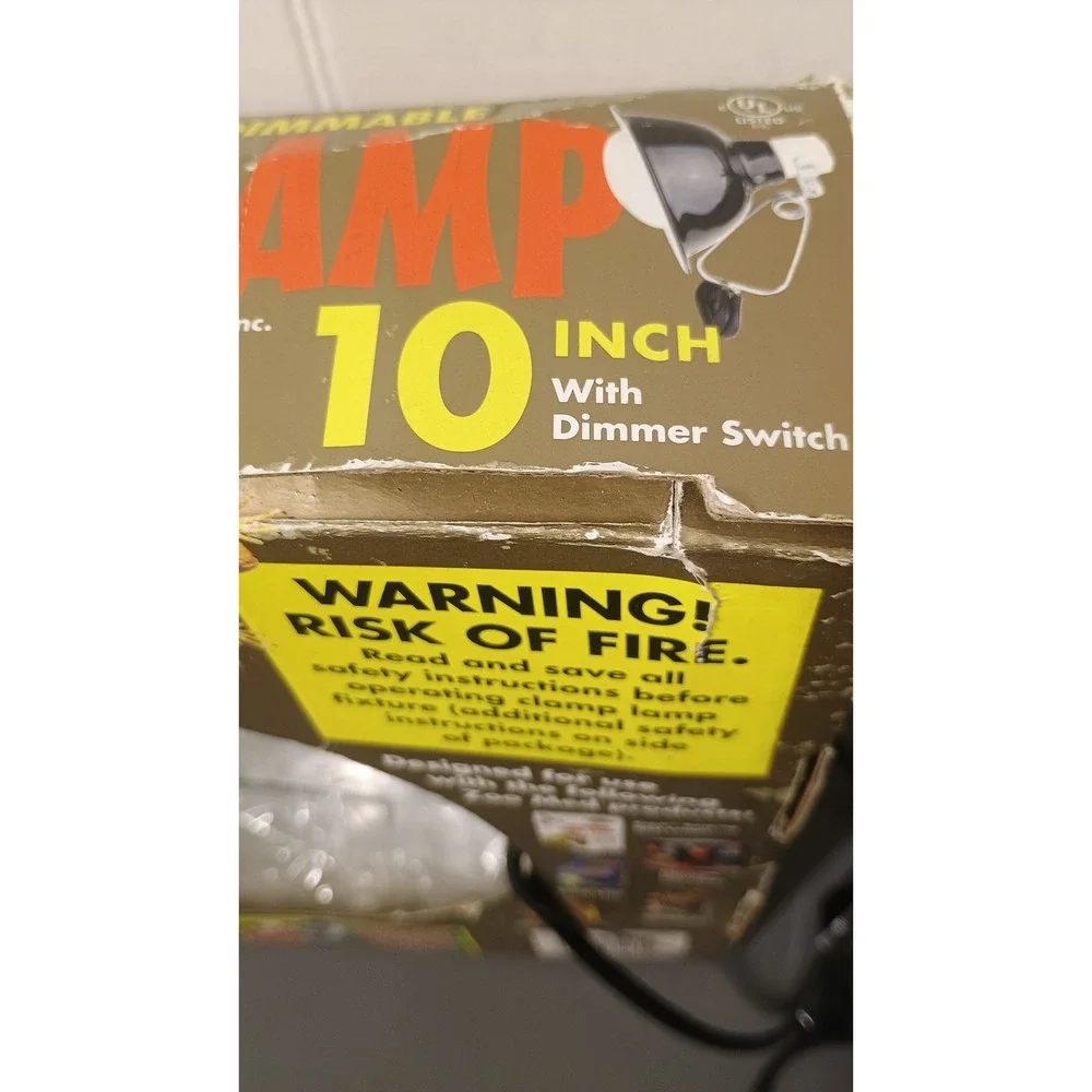 10-Inch Dimmable Clamp Lamp for Reptile Heating – Black
